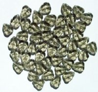 50 10x8mm Transparent Black Diamond Leaf Beads